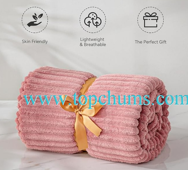 Cozy Fluffy Plush 3D Ribbed Jacquard Throw Blankets