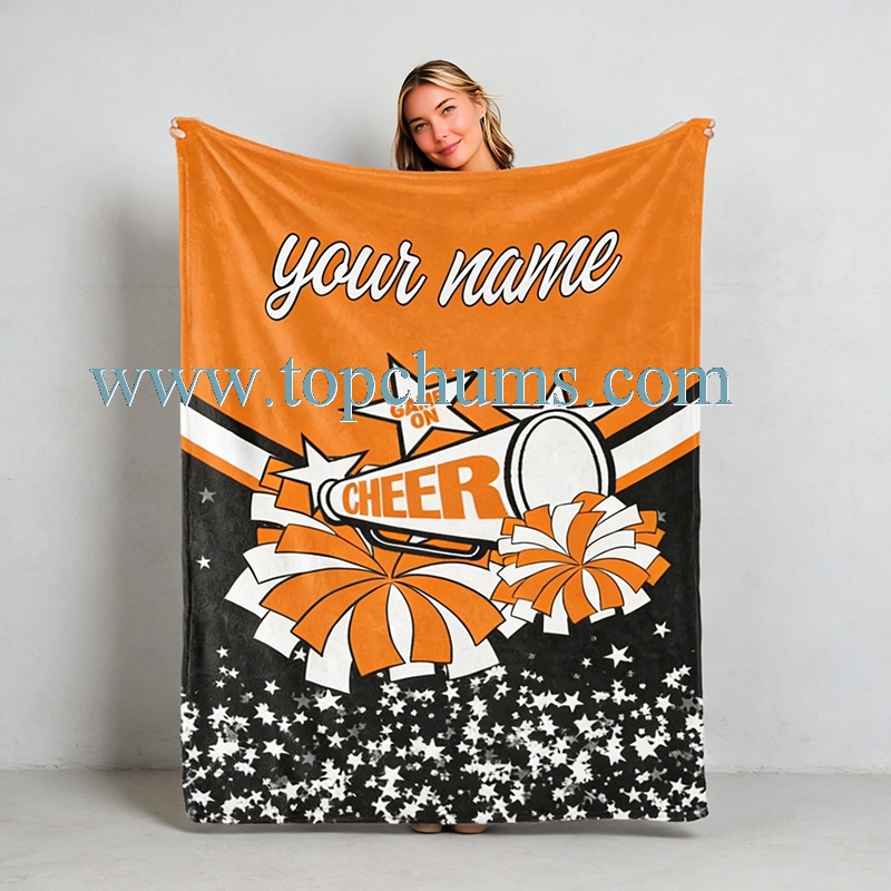 Custom Cheerleading Flannel Blanket Personalized Team Gift.